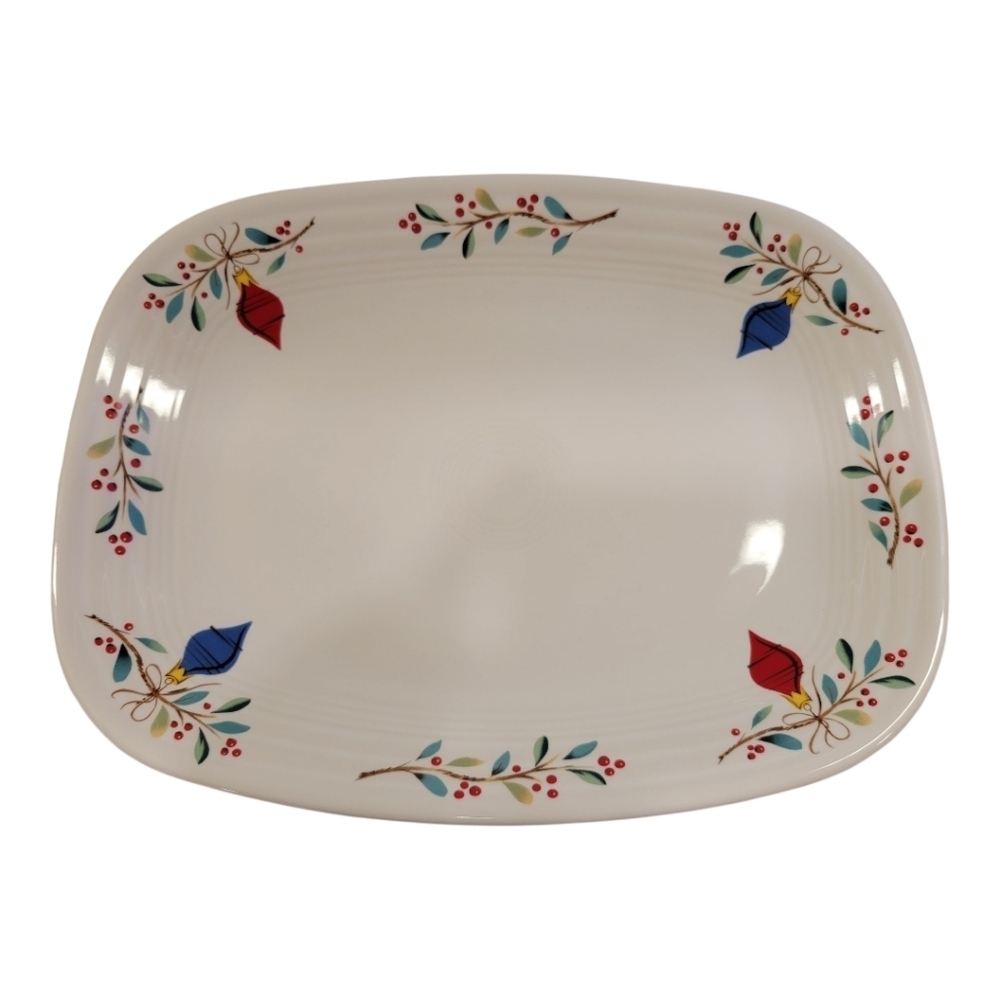 Retired Fiesta Holly Berry Christmas Sprig 12 Inch Large Rectangular Platter